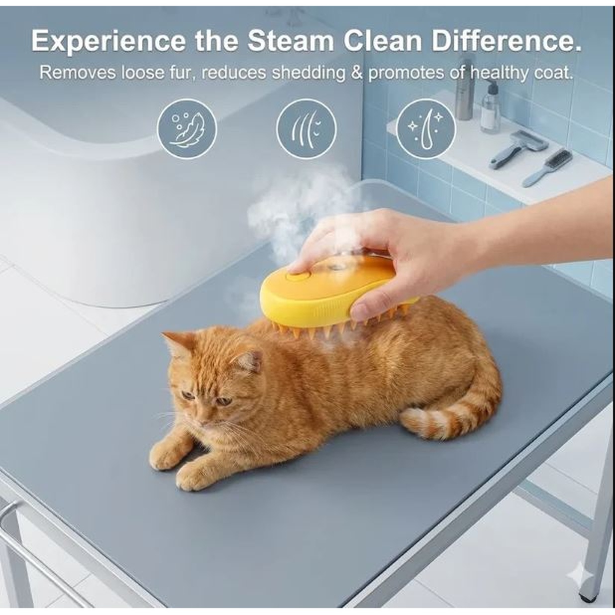 PetWeiler 3-in-1 Steam Pet Grooming Brush for Dogs & Cats – Self-Cleaning Spray Deshedding Comb with Massage & Hair Removal | Rechargeable Pet Grooming Tool - Image 3