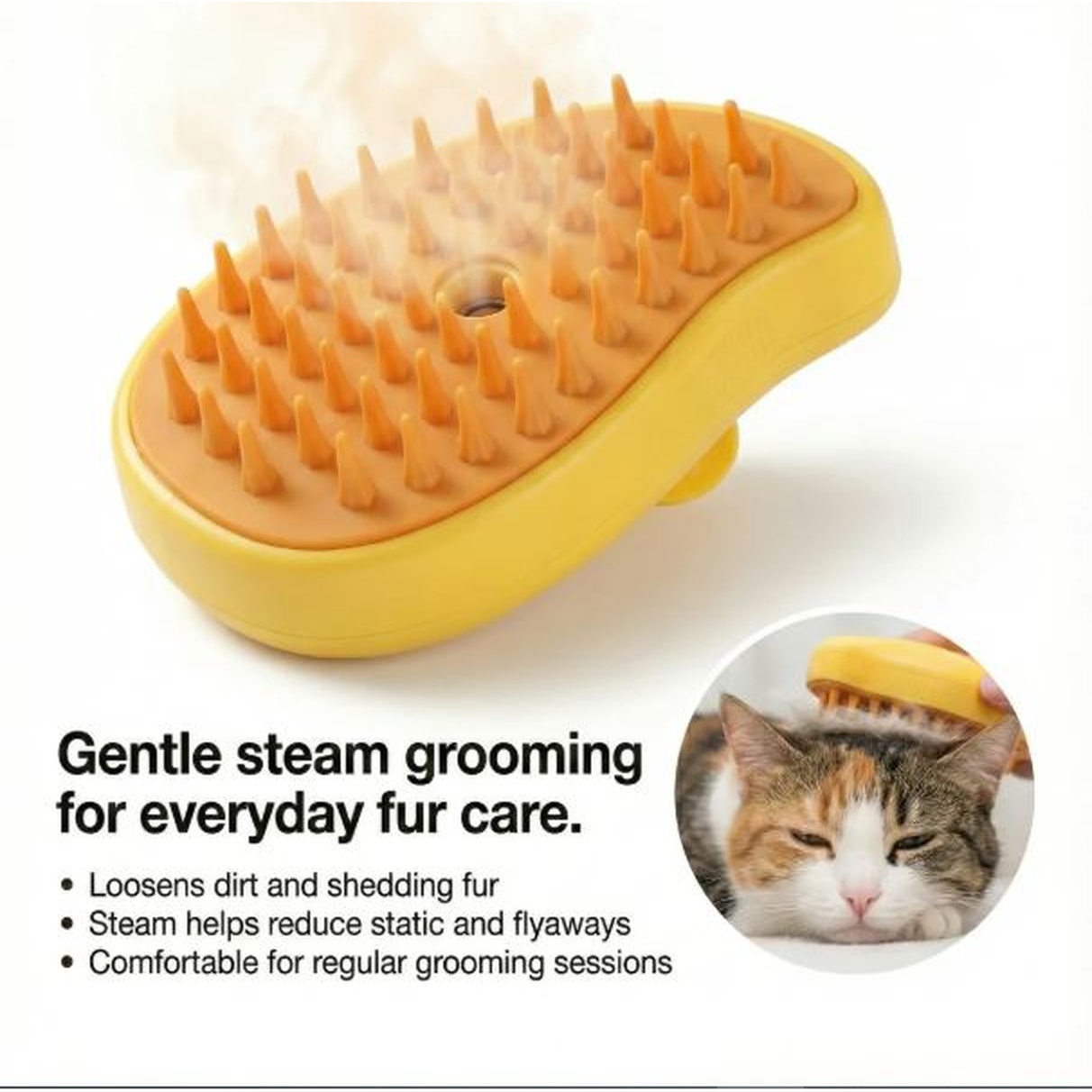 PetWeiler 3-in-1 Steam Pet Grooming Brush for Dogs & Cats – Self-Cleaning Spray Deshedding Comb with Massage & Hair Removal | Rechargeable Pet Grooming Tool - Image 5